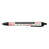 Roze Waterverf Blooms Zwarte Inkt Pen (Bodem)