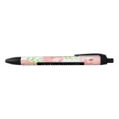 Roze Waterverf Blooms Zwarte Inkt Pen (Bovenkant)