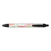 Roze Waterverf Blooms Zwarte Inkt Pen (Achterkant)