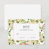 Roze Waterverf Blossom Pattern - Wedding RSVP Kaartje (Voorkant / Achterkant)