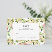 Roze Waterverf Blossom Pattern - Wedding RSVP Kaartje (Staand voorkant)