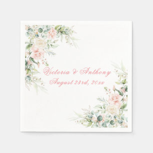 Roze Waterverf Blush Floral Wedding Servet