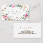 Roze Waterverf Bohemian Floral Wreater Visitekaartje (Voorkant / Achterkant)
