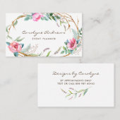 Roze Waterverf Bohemian Floral Wreator II Visitekaartje (Voorkant / Achterkant)