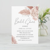Roze Waterverf Boho Bloemen Bruidsdouche Kaart (Staand voorkant)