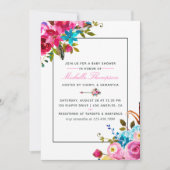 Roze Waterverf Boho Chic Floral Baby shower Kaart (Voorkant)