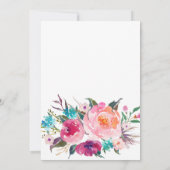Roze waterverf boho Floral Baby shower Uitnodiging (Achterkant)