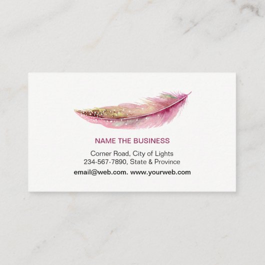 Roze Waterverf Boho Girly Chic Visitekaartje (Achterkant)