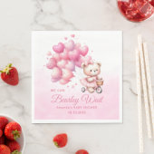 Roze Waterverf Boho Meisje Teddy Bear Baby shower Servet (Insitu)