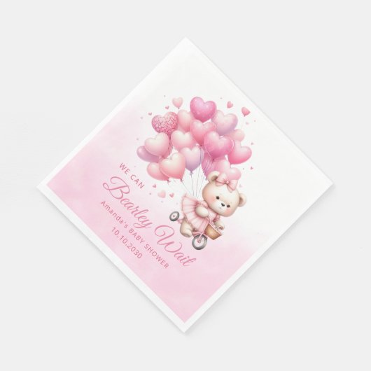 Roze Waterverf Boho Meisje Teddy Bear Baby shower Servet (Hoek)