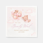 Roze Waterverf Boho Meisje Teddy Bear Baby shower Servet (Voorkant)