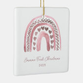 Roze Waterverf Boho Rainbow Eerste Kerstmis Keramisch Ornament (Rechts)