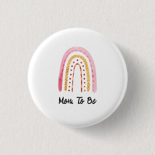 Roze Waterverf Boho Rainbow Mam Ronde Button 3,2 Cm (Voorkant)