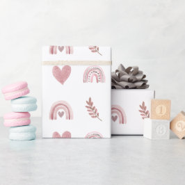 Roze Waterverf Boho Rainbow Wrapping Paper Cadeaupapier