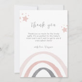 Roze Waterverf Boho Regenboog Baby shower Bedankkaart (Voorkant)