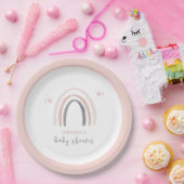 Roze Waterverf Boho Regenboog Baby shower Papieren Bordje (Feest)