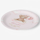 roze Waterverf Boho Teddy Bear Girl Baby shower Papieren Bordje (Gekanteld)