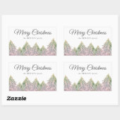 Roze Waterverf bomen met kunstzinnige kerstmis Rechthoekige Sticker (Vel)