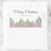 Roze Waterverf bomen met kunstzinnige kerstmis Rechthoekige Sticker (Tas)