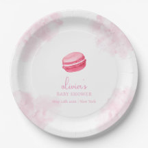Roze Waterverf Bonjour Bébé Macaron Baby shower