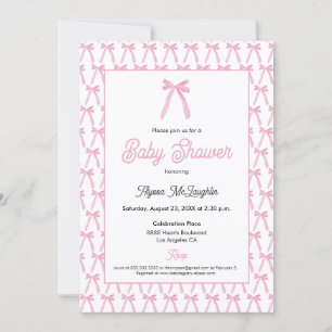 Roze Waterverf boog lint baby meisje baby shower Kaart