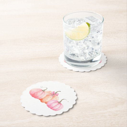 Roze Waterverf boog pompoenen voor Herfst Kartonnen Onderzetters (Insitu)