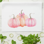 Roze Waterverf boog pompoenen voor Herfst Theedoek (Gevouwen)
