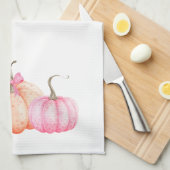 Roze Waterverf boog pompoenen voor Herfst Theedoek (Quarter Fold)