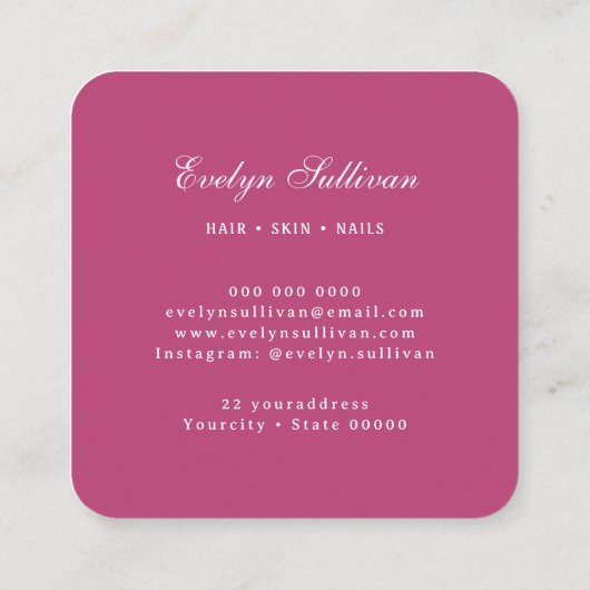 Roze waterverf boog zeeschelp logo visitekaartje (Achterkant)