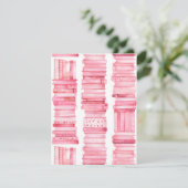 Roze Waterverf Book Stacks Feestdagenkaart (Staand voorkant)