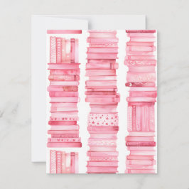 Roze Waterverf Book Stacks Feestdagenkaart