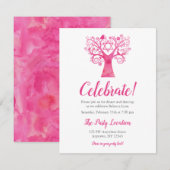 Roze Waterverf Boom van Life Reception Kaart (Voorkant / Achterkant)