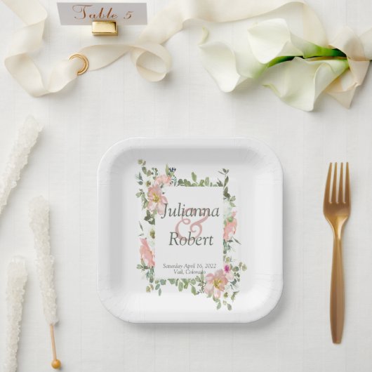  roze waterverf bord florale bruiloft (Huwelijk)