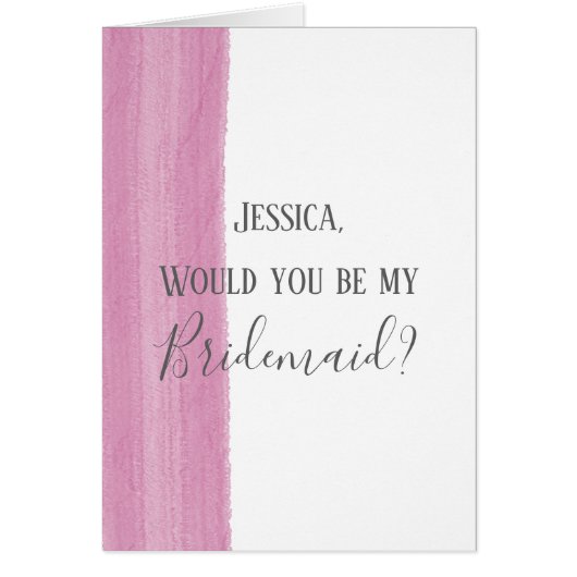 Roze Waterverf borsteldlijn Bridesmaid Voorstel (Voorkant)