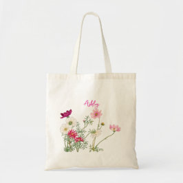 Roze Waterverf Botanische Bloemen Minimalist Tote Bag