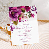 Roze Waterverf Botanische Modern Elegant Bruiloft Kaart