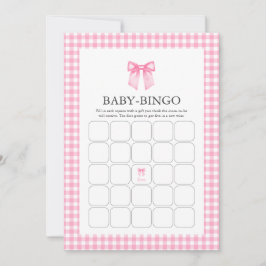 Roze Waterverf Bow Baby shower Bingo Kaart
