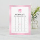 Roze Waterverf Bow Baby shower Bingo Kaart (Staand voorkant)