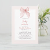 Roze Waterverf Bow Baby shower Coquette Elegant Kaart (Staand voorkant)