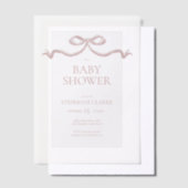 Roze Waterverf Bow Baby shower Vellum Uitnodigingen (Offset)