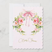 Roze Waterverf Bow Floral Regency Baby shower Kaart (Achterkant)