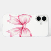 Roze Waterverf Bow iPhone 16 Hoesje (Achterkant (horizontaal))
