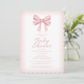 Roze Waterverf Bow Meisje Baby shower Elegant Blus Kaart (Staand voorkant)