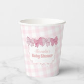 Roze Waterverf Bow Meisje Baby shower Papieren Bekers (Achterkant)