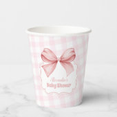 Roze Waterverf Bow Meisje Baby shower Papieren Bekers (Achterkant)