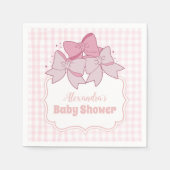 Roze Waterverf Bow Meisje Baby shower Servet (Voorkant)