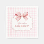 Roze Waterverf Bow Meisje Baby shower Servet (Voorkant)