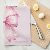 Roze Waterverf Bow Print Keuken Handdoek (Quarter Fold)