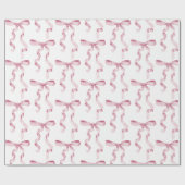 Roze Waterverf Bow Ribbon Baby shower Cadeaupapier (Vlak)