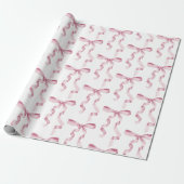 Roze Waterverf Bow Ribbon Baby shower Cadeaupapier (Uitgerold)